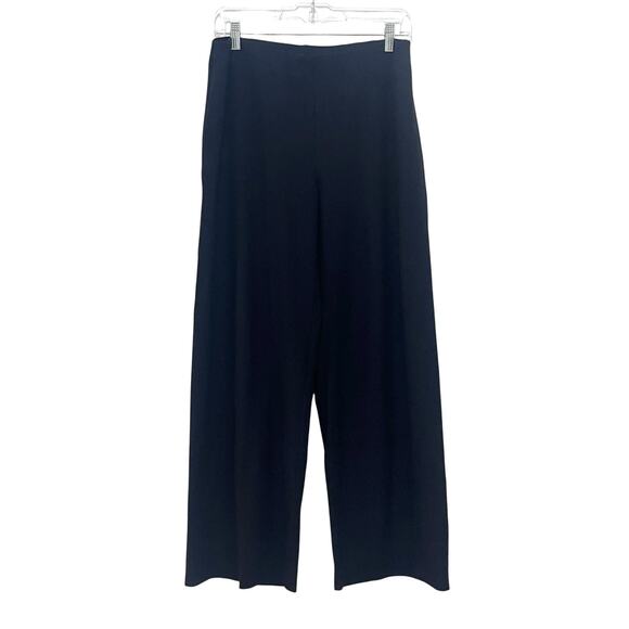 EILEEN FISHER Washable Stretch Crepe Wide-Leg Pant Black Size M Pull On Stretch - Picture 1 of 8